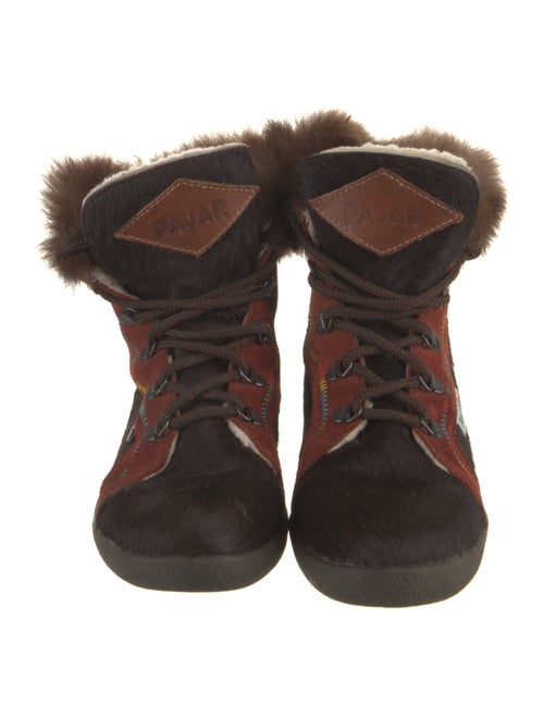Pajar Ponyhair Colorblock Pattern Lace-Up Boots