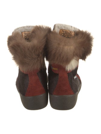 Pajar Ponyhair Colorblock Pattern Lace-Up Boots