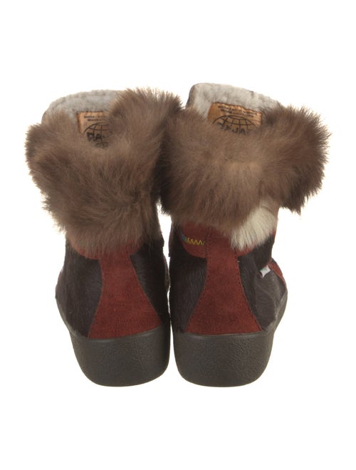 Pajar Ponyhair Colorblock Pattern Lace-Up Boots