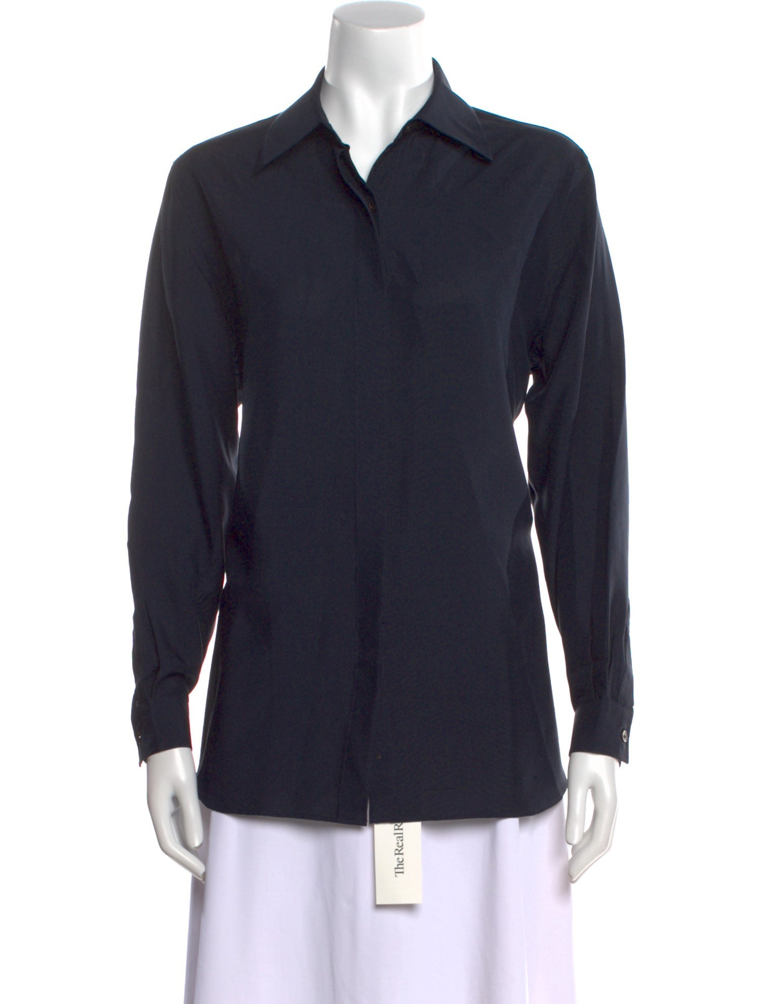 P. Johnson Silk Long Sleeve Button-Up Top