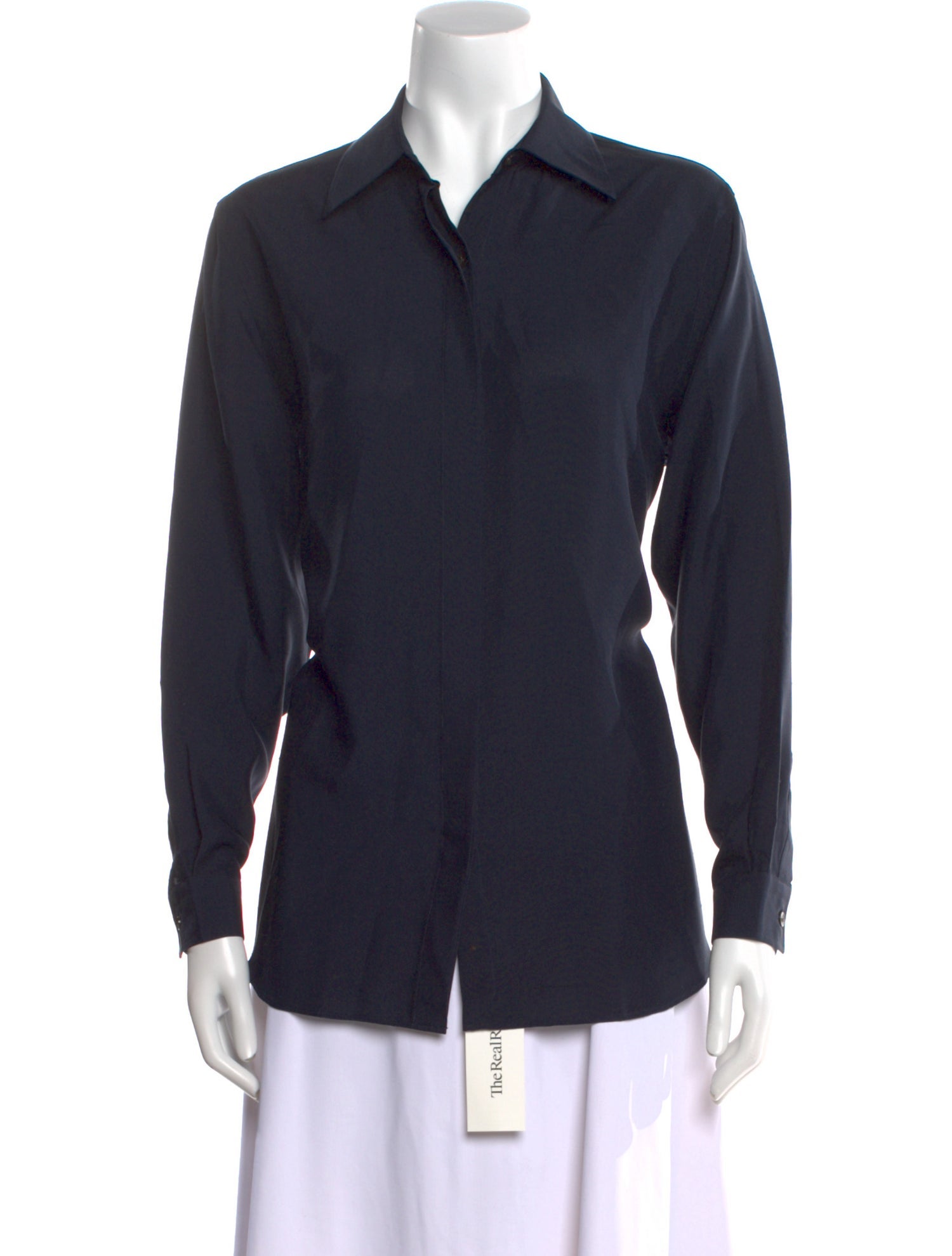 P. Johnson Silk Long Sleeve Button-Up Top