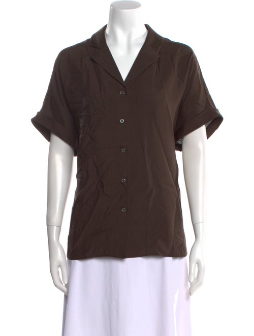P. Johnson Silk Short Sleeve Button-Up Top