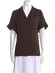P. Johnson Silk Short Sleeve Button-Up Top