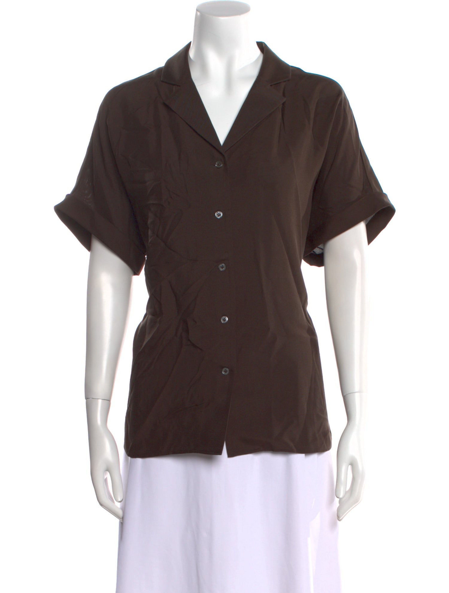 P. Johnson Silk Short Sleeve Button-Up Top