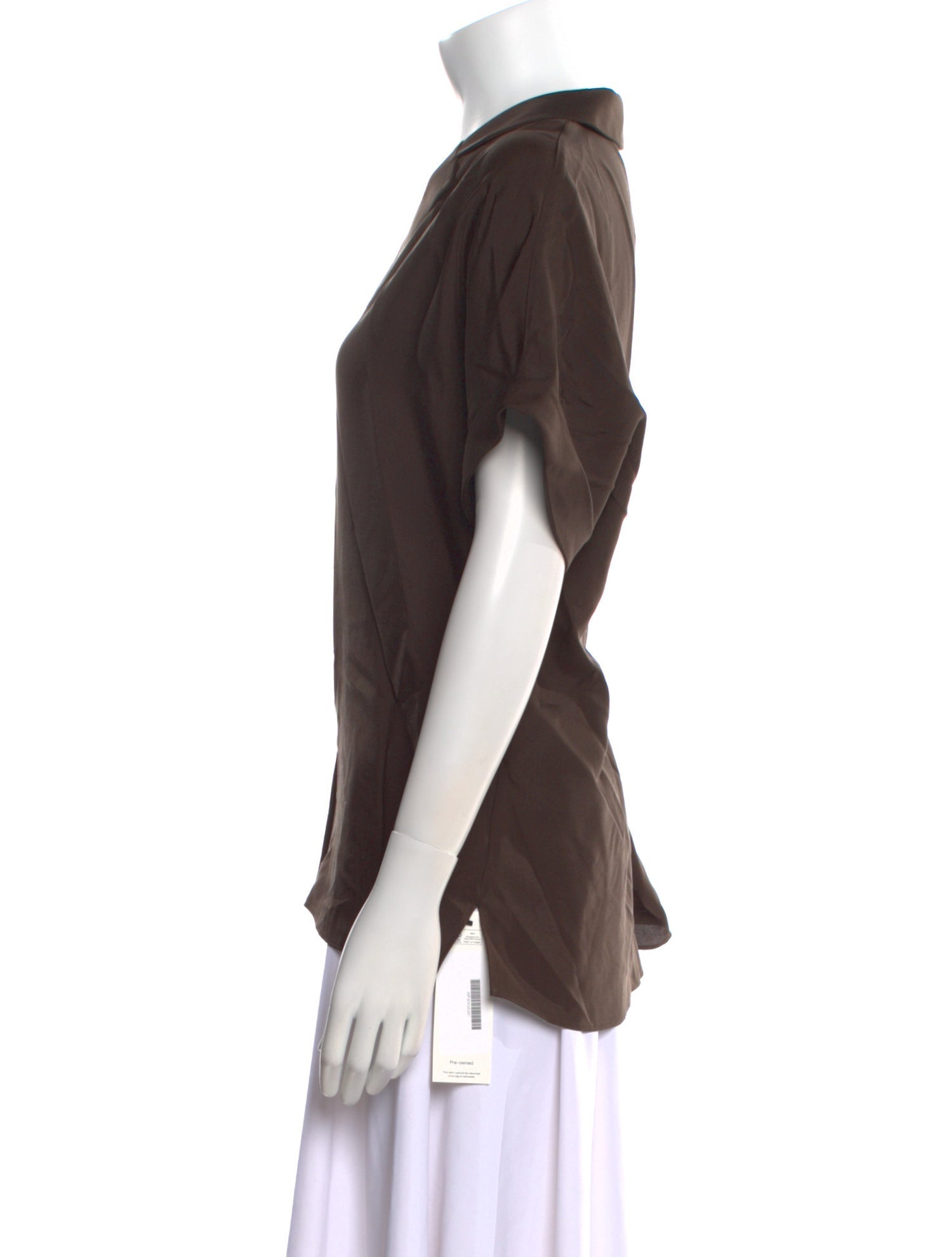 P. Johnson Silk Short Sleeve Button-Up Top