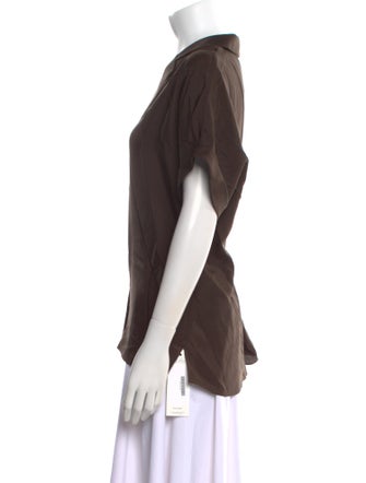 P. Johnson Silk Short Sleeve Button-Up Top