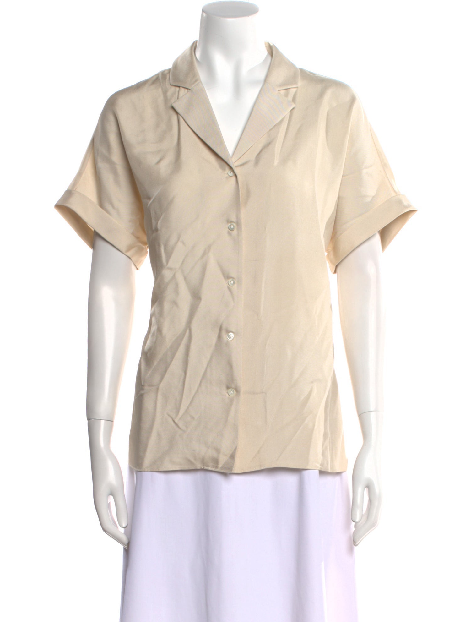 P. Johnson Silk Short Sleeve Button-Up Top