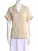 P. Johnson Silk Short Sleeve Button-Up Top