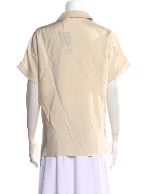 P. Johnson Silk Short Sleeve Button-Up Top