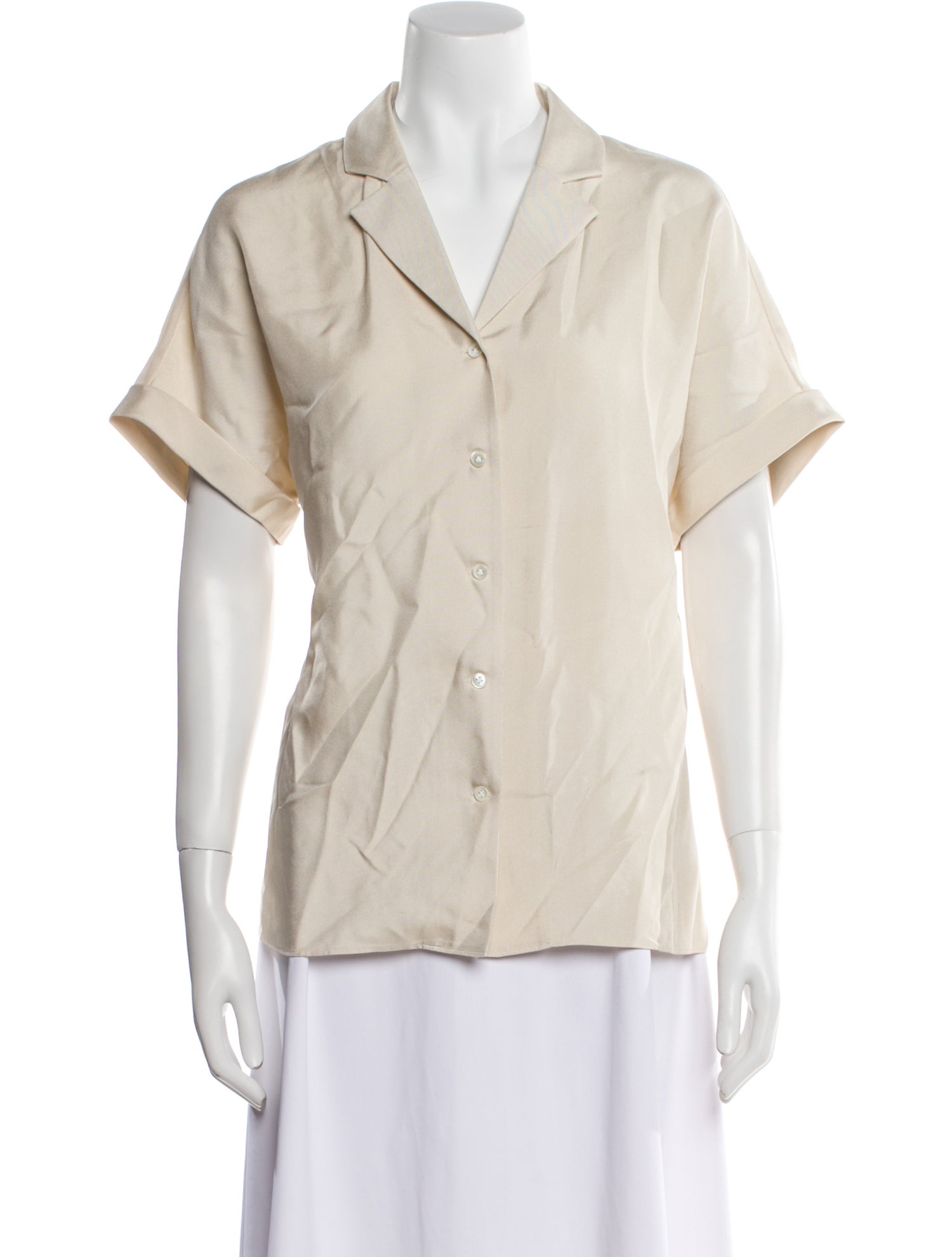 P. Johnson Silk Short Sleeve Button-Up Top