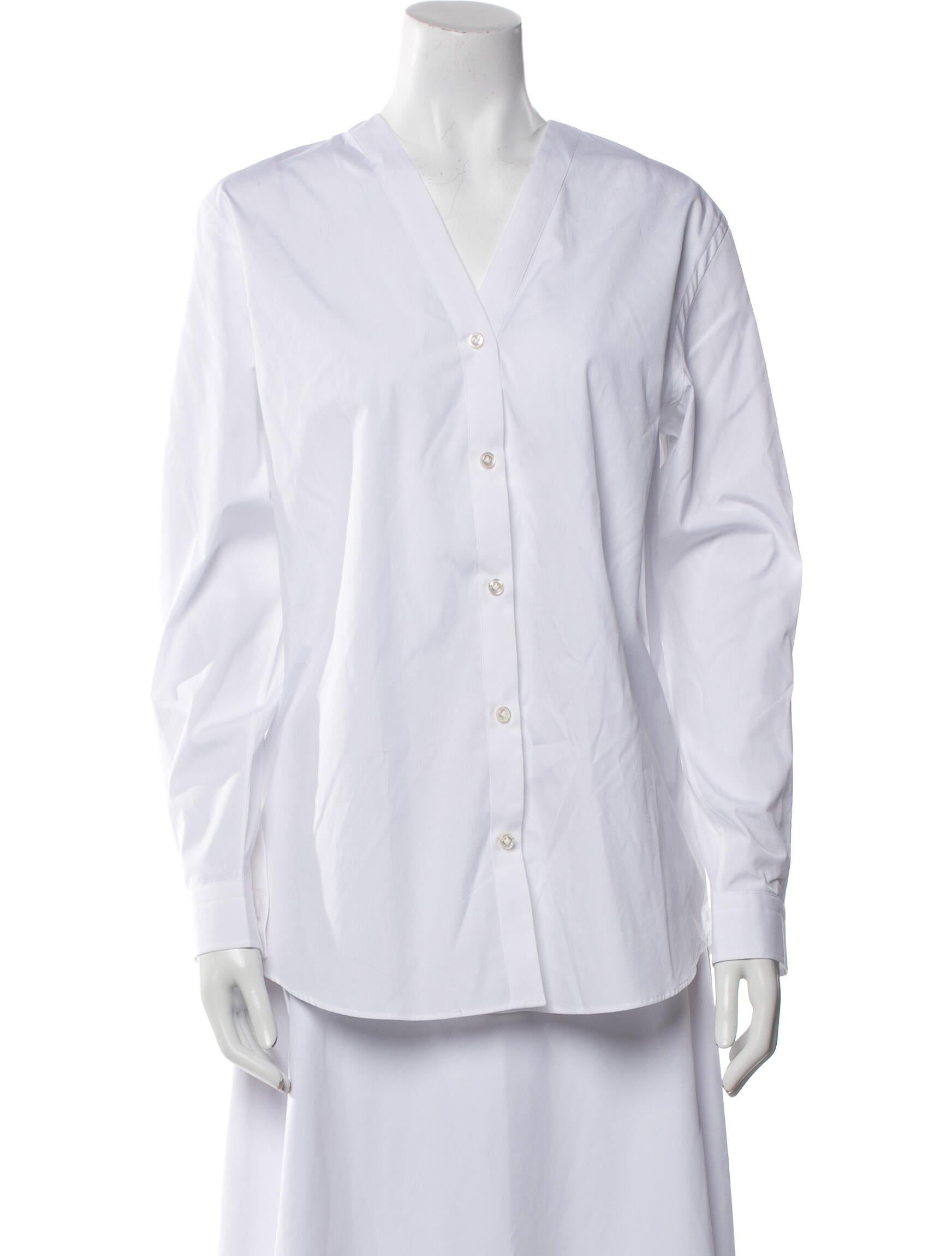 P. Johnson V-Neck Long Sleeve Button-Up Top