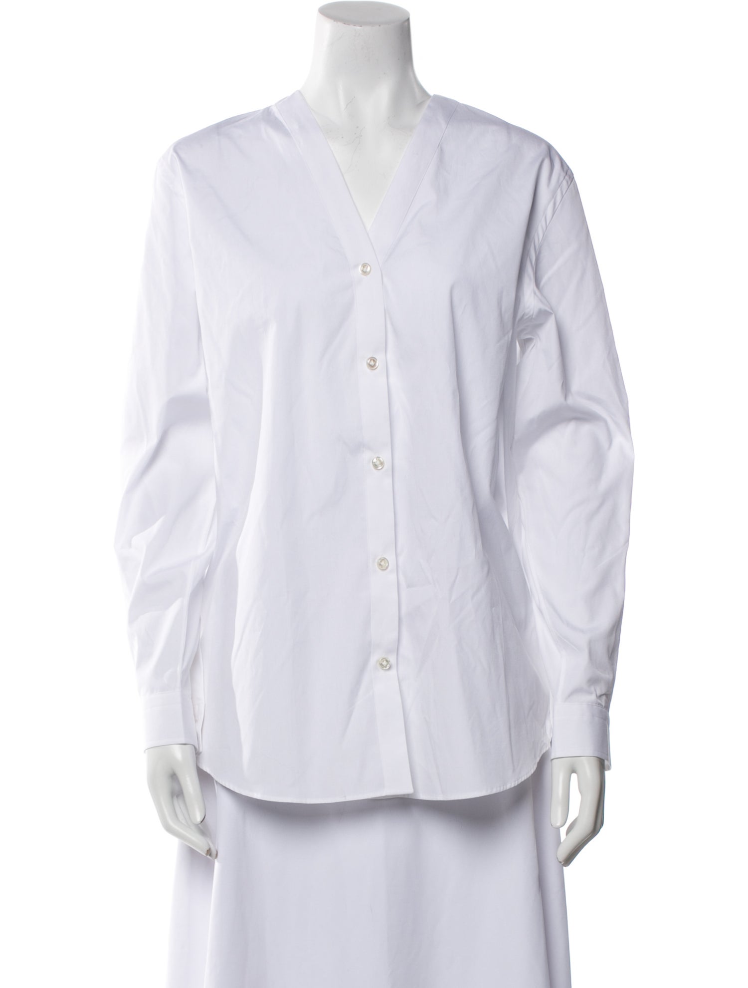 P. Johnson V-Neck Long Sleeve Button-Up Top