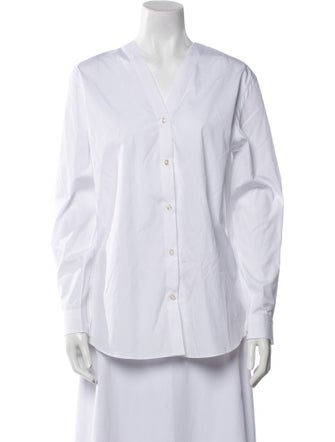 P. Johnson V-Neck Long Sleeve Button-Up Top