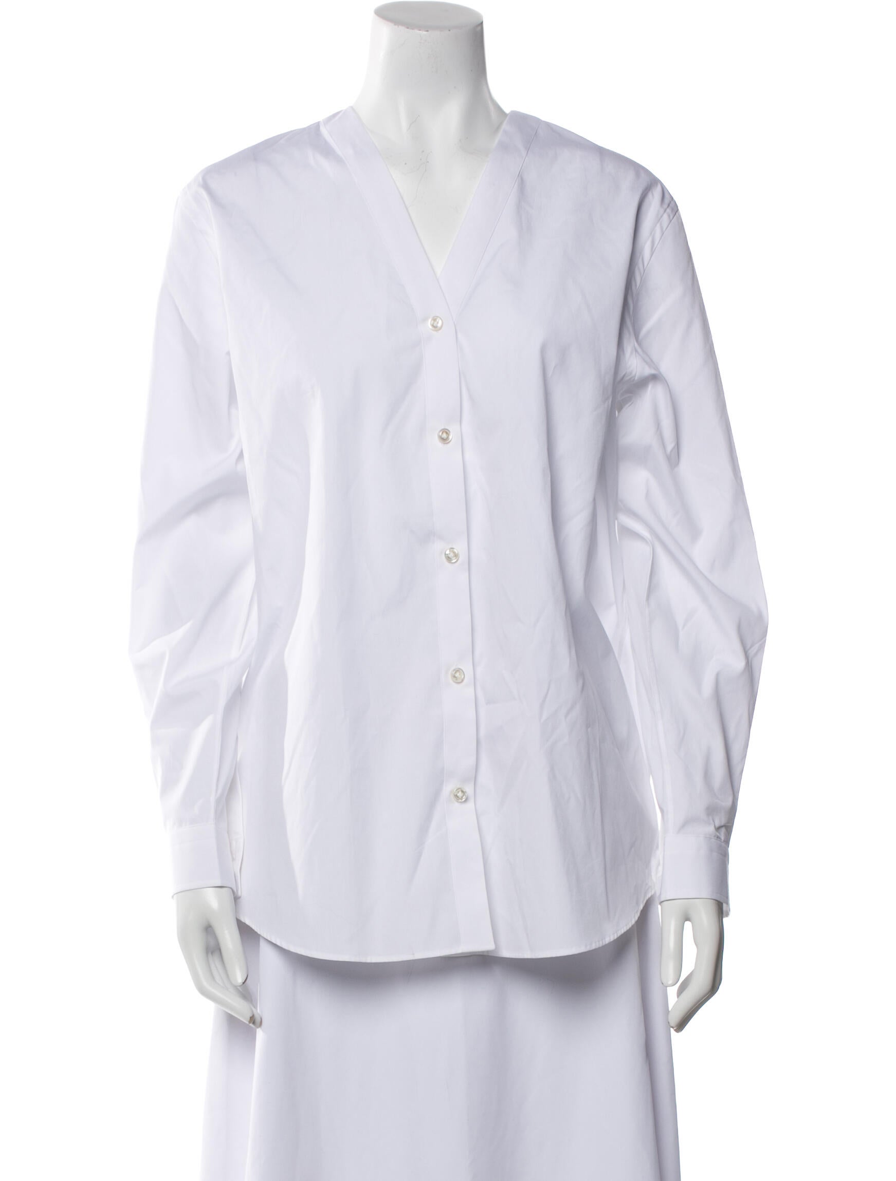 P. Johnson V-Neck Long Sleeve Button-Up Top