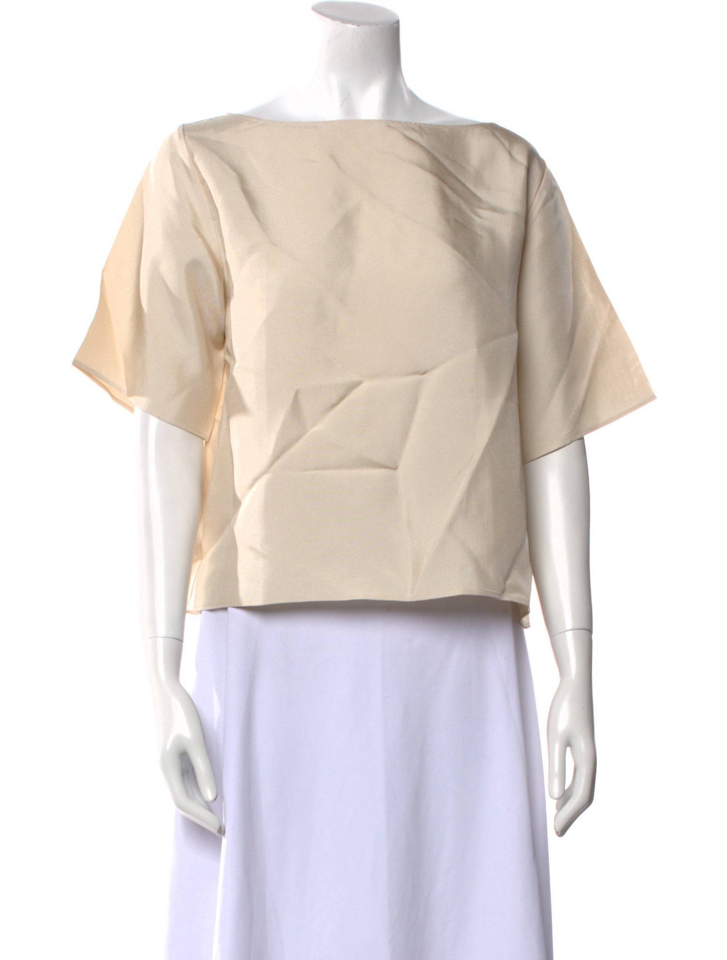 P. Johnson Silk Bateau Neckline Crop Top