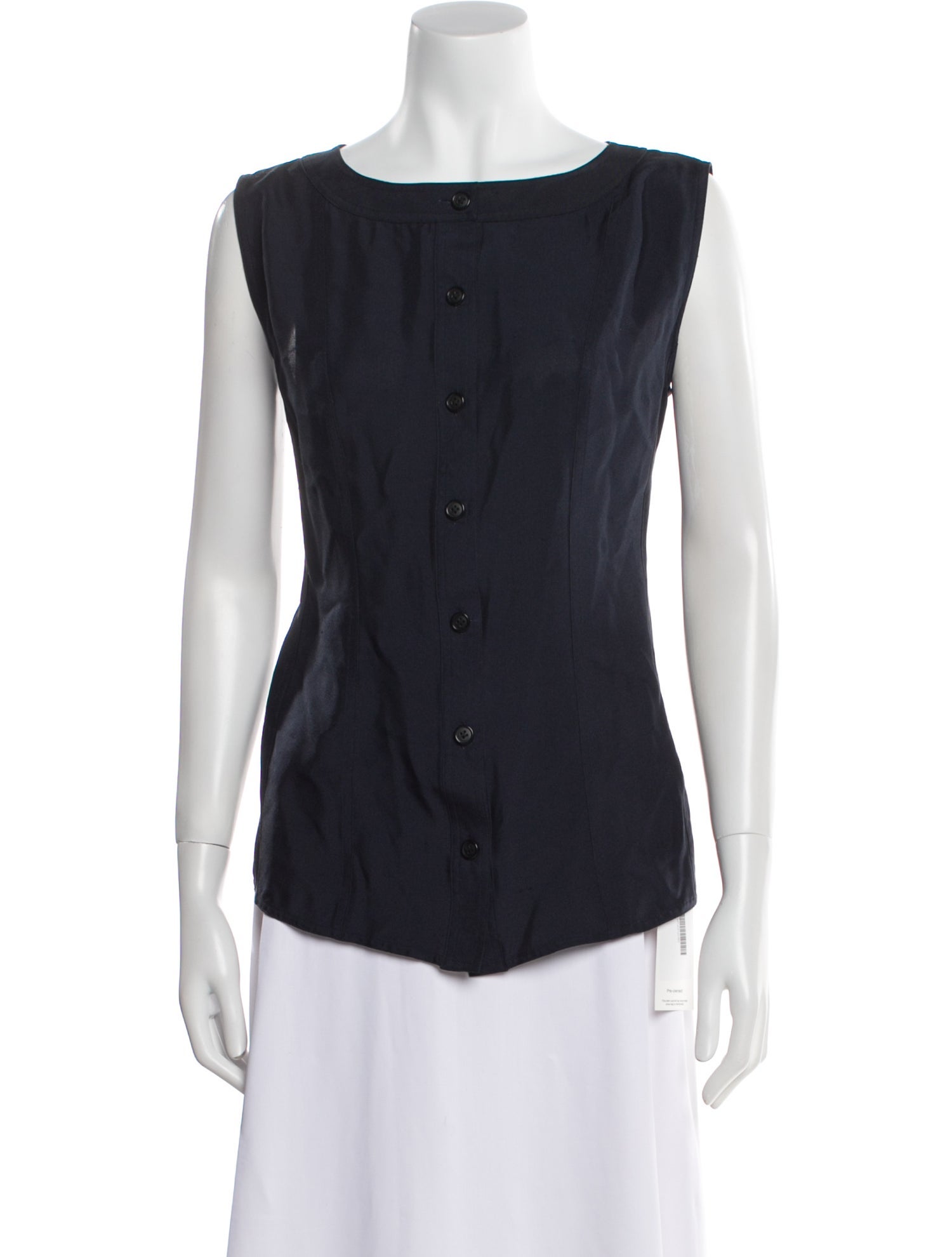 P. Johnson Silk Bateau Neckline Button-Up Top