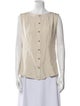 P. Johnson Silk Scoop Neck Button-Up Top