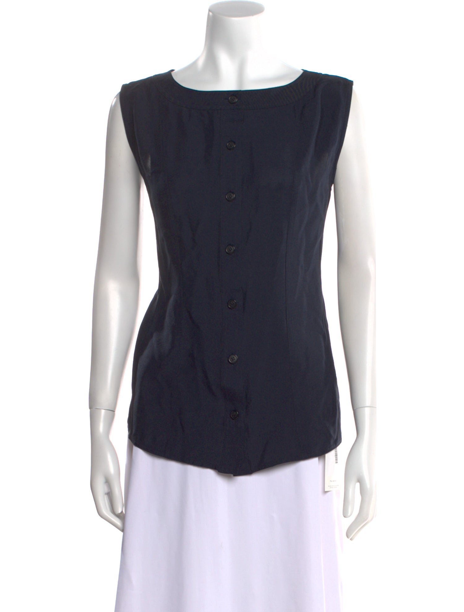 P. Johnson Silk Bateau Neckline Button-Up Top