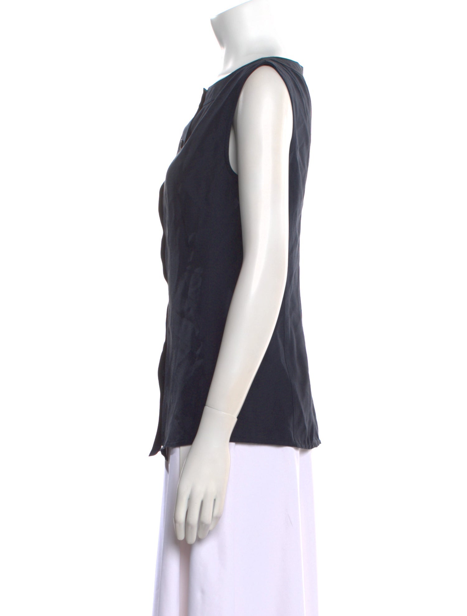 P. Johnson Silk Bateau Neckline Button-Up Top