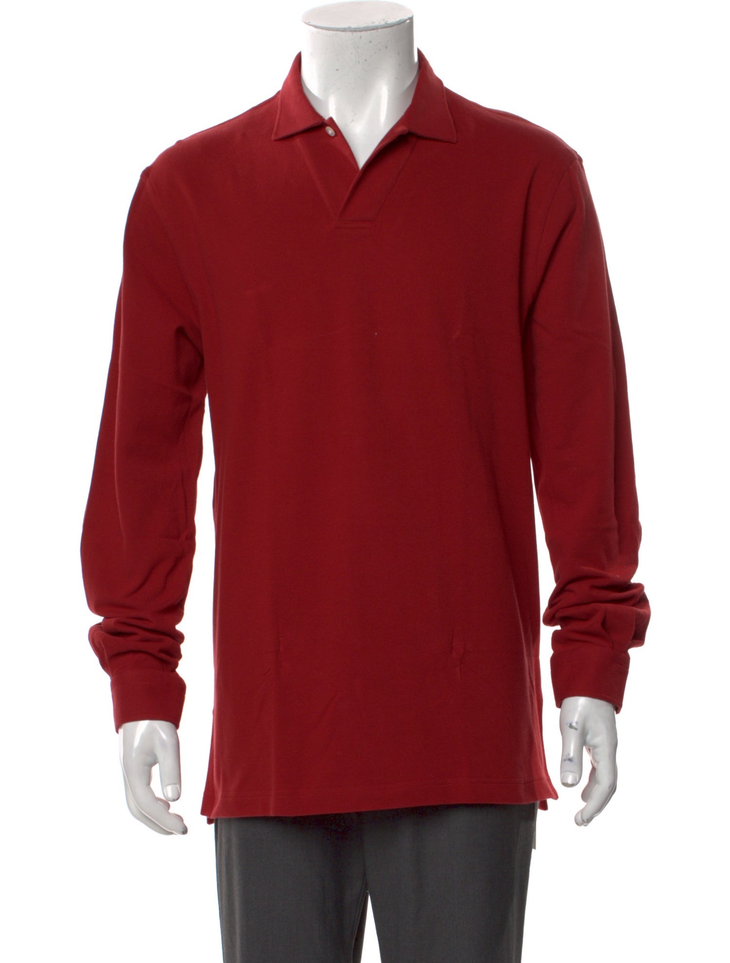 P. Johnson V-Neck Long Sleeve Polo Shirt