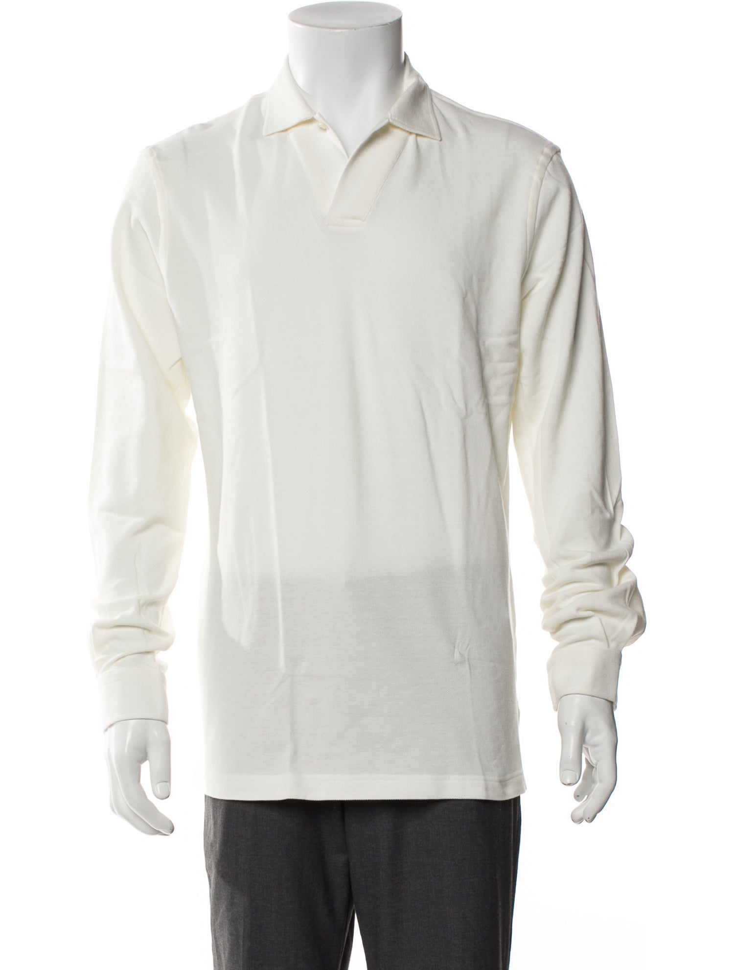 P. Johnson V-Neck Long Sleeve Polo Shirt