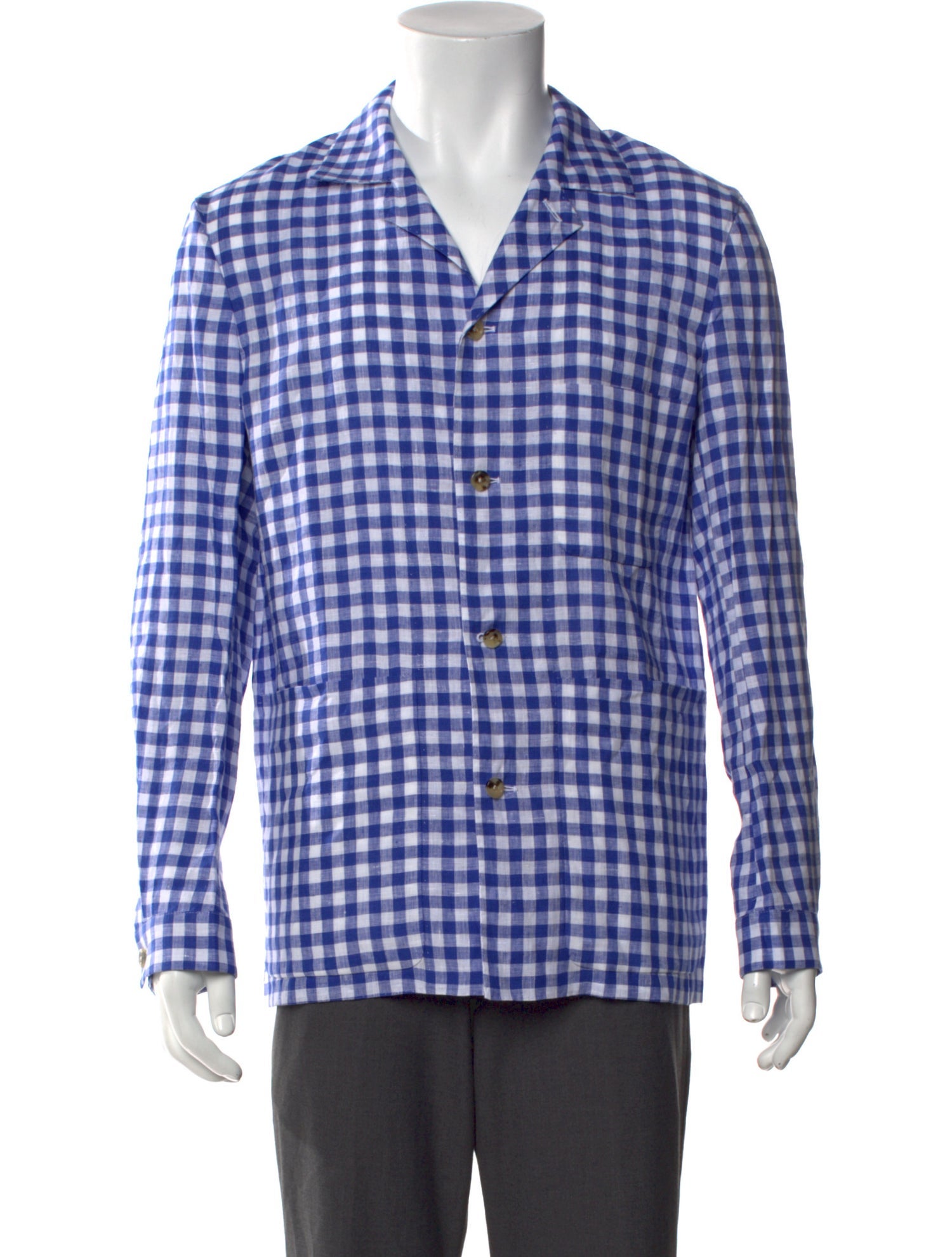 P. Johnson Linen Plaid Print Shirt
