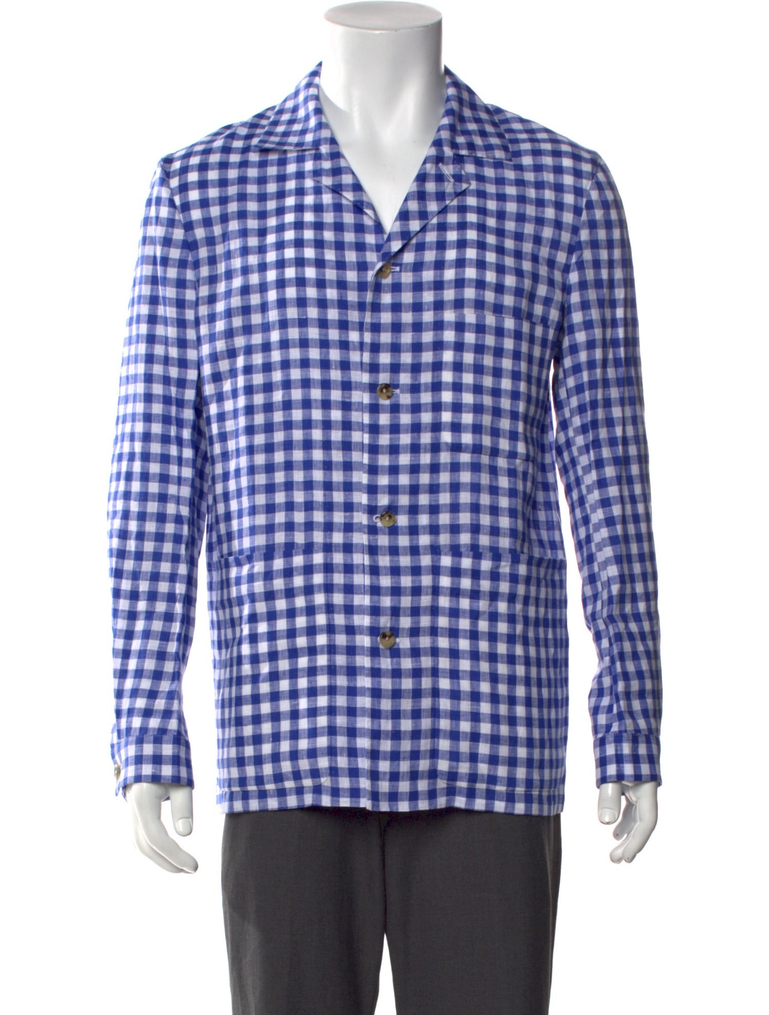 P. Johnson Linen Plaid Print Shirt