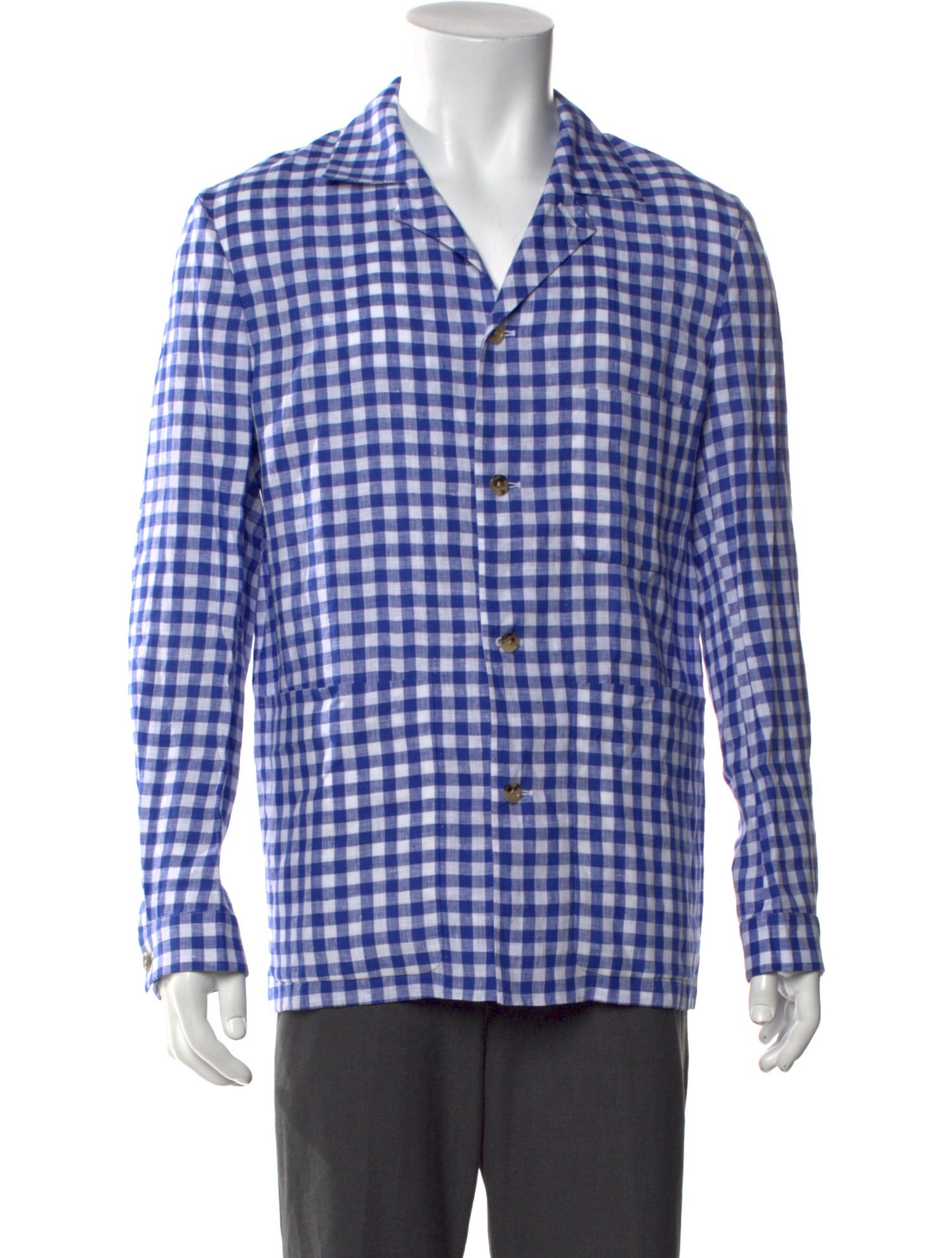 P. Johnson Linen Plaid Print Shirt
