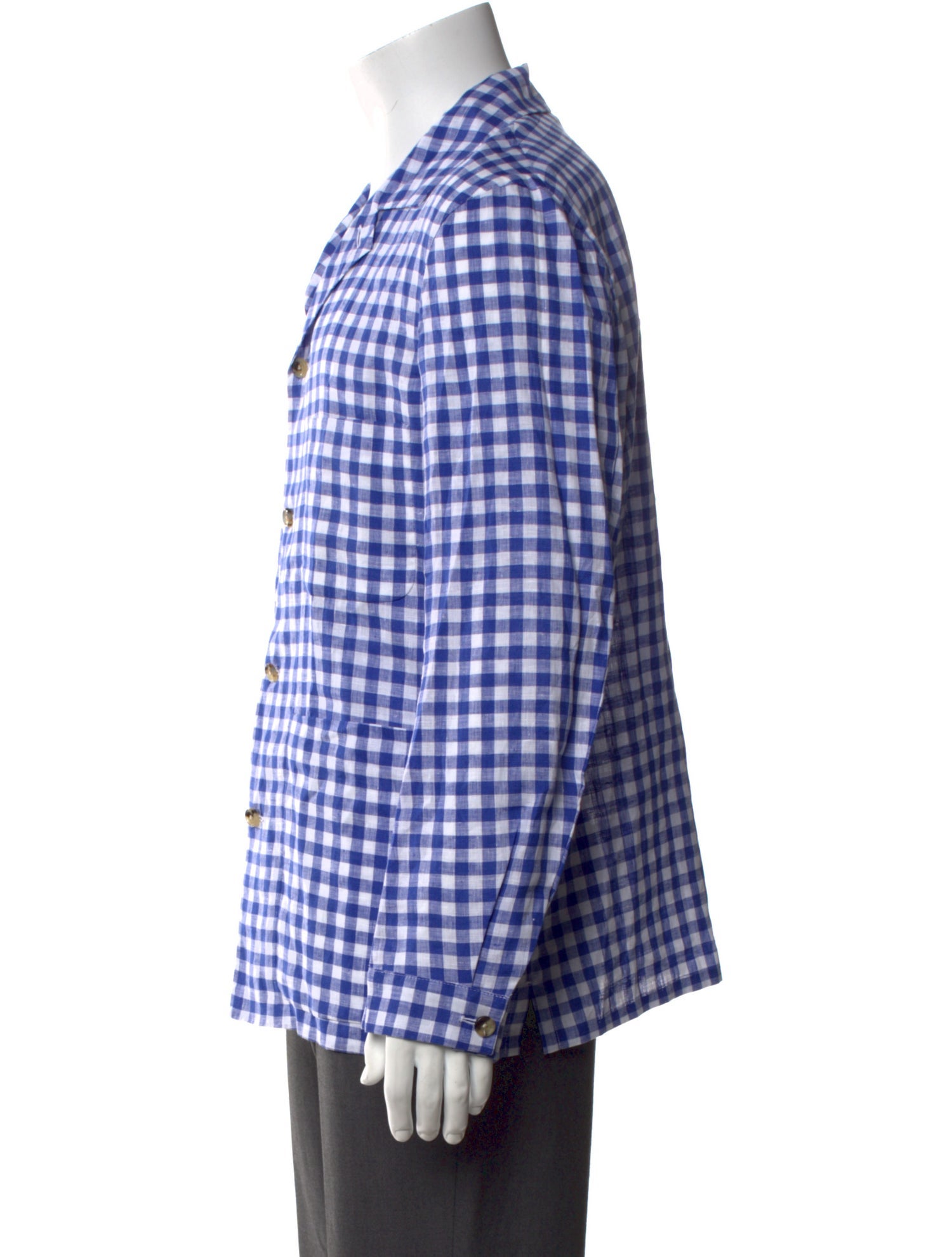 P. Johnson Linen Plaid Print Shirt