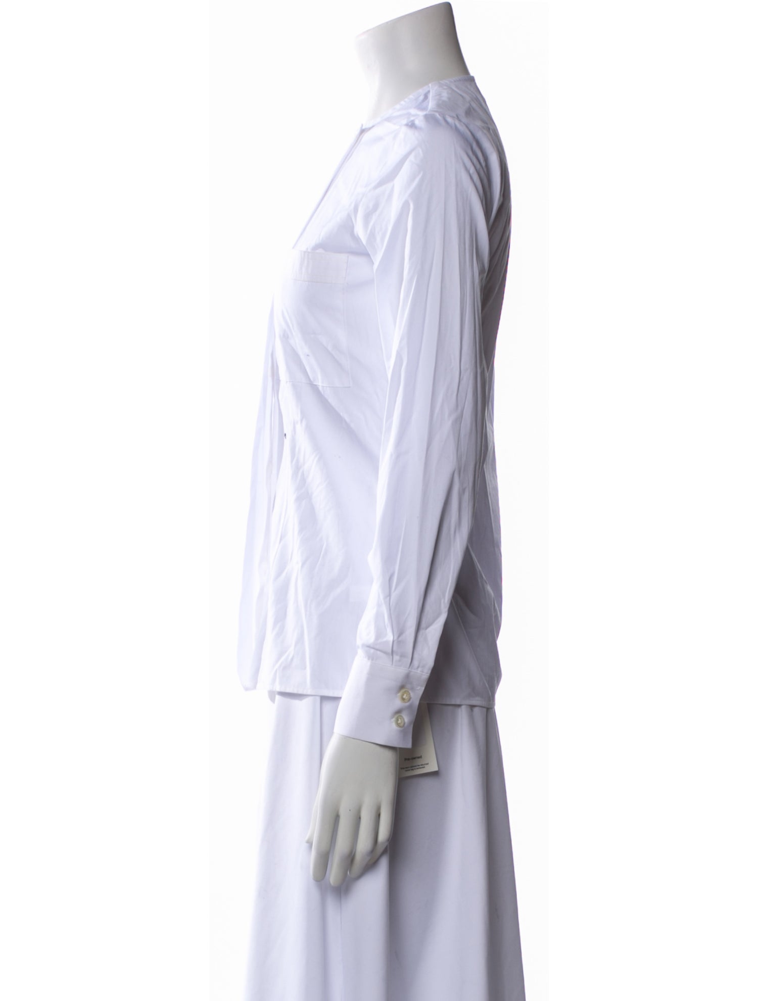 P. Johnson Mock Neck Long Sleeve Button-Up Top