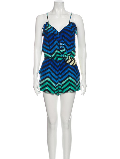 Parker Silk Printed Romper Blue