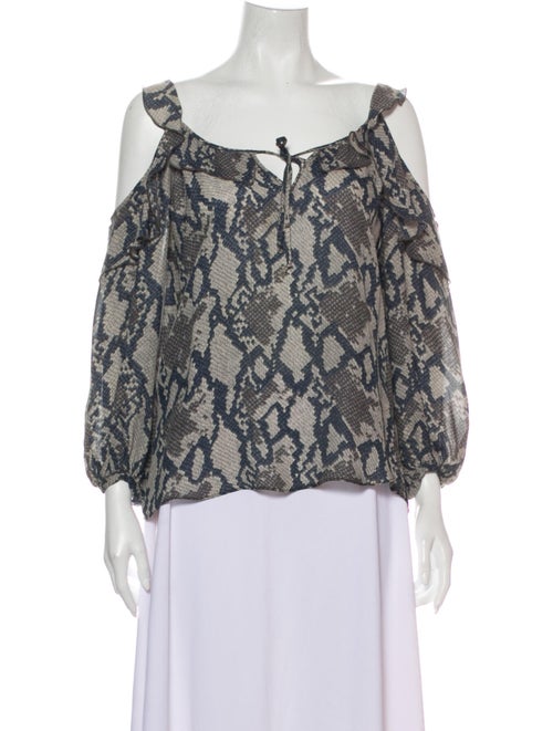 Parker Silk Animal Print Blouse Grey