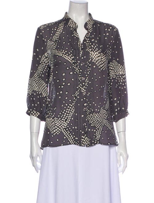Parker Silk Printed Blouse Grey
