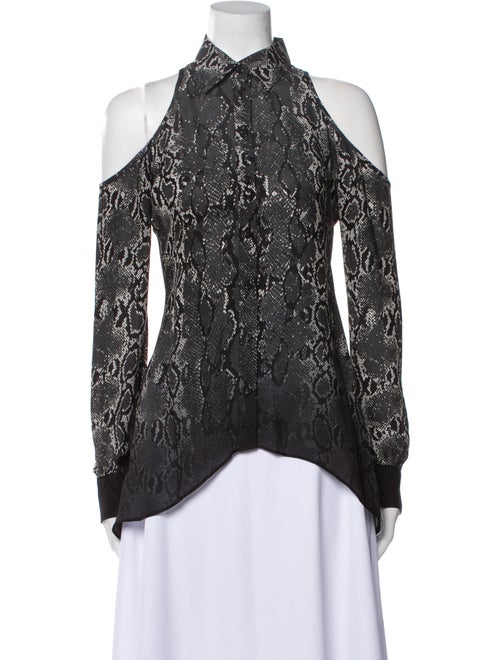 Parker Silk Animal Print Blouse Grey