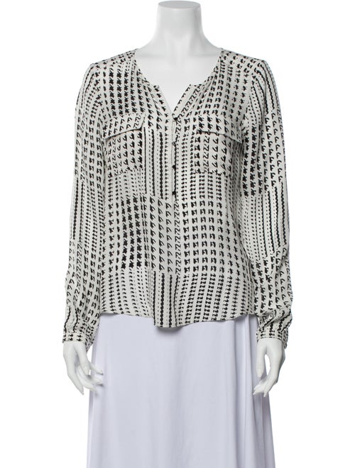 Parker Silk Printed Blouse White