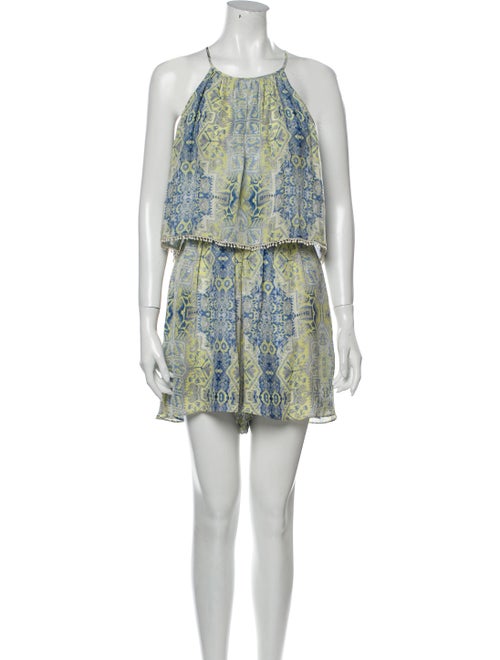 Parker Silk Printed Romper Blue