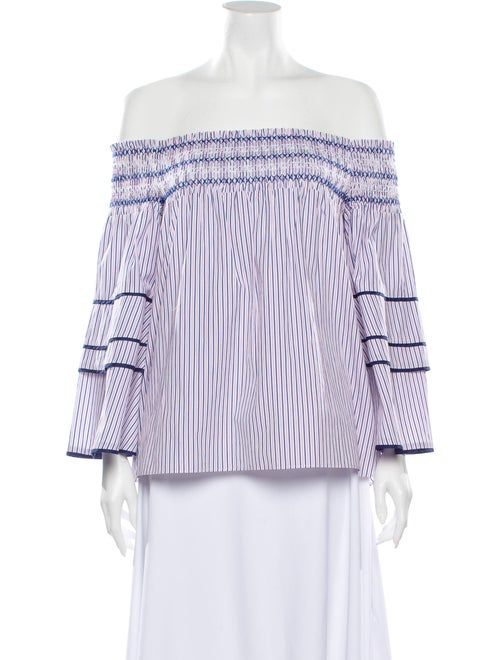 Parker Striped Off-The-Shoulder Blouse Blue