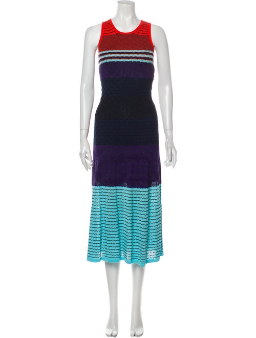 Parker Striped Midi Length Dress Blue