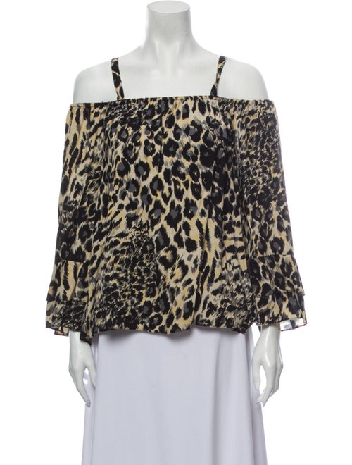 Parker Animal Print Square Neckline Blouse Black