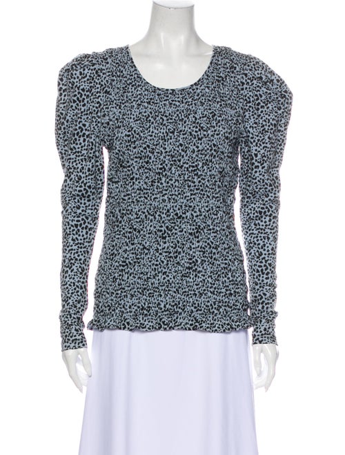 Parker Animal Print Scoop Neck Blouse w/ Tags Blue