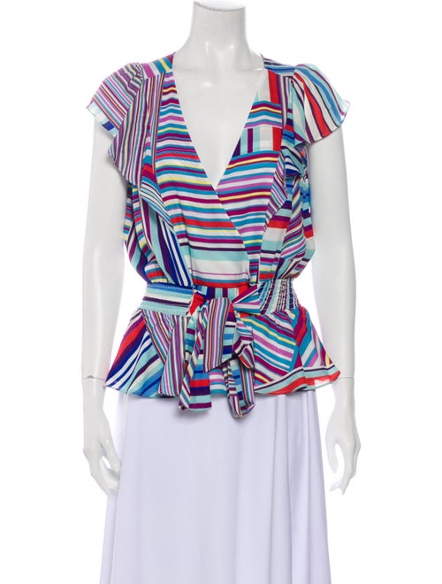 Parker Striped V-Neck Blouse w/ Tags White