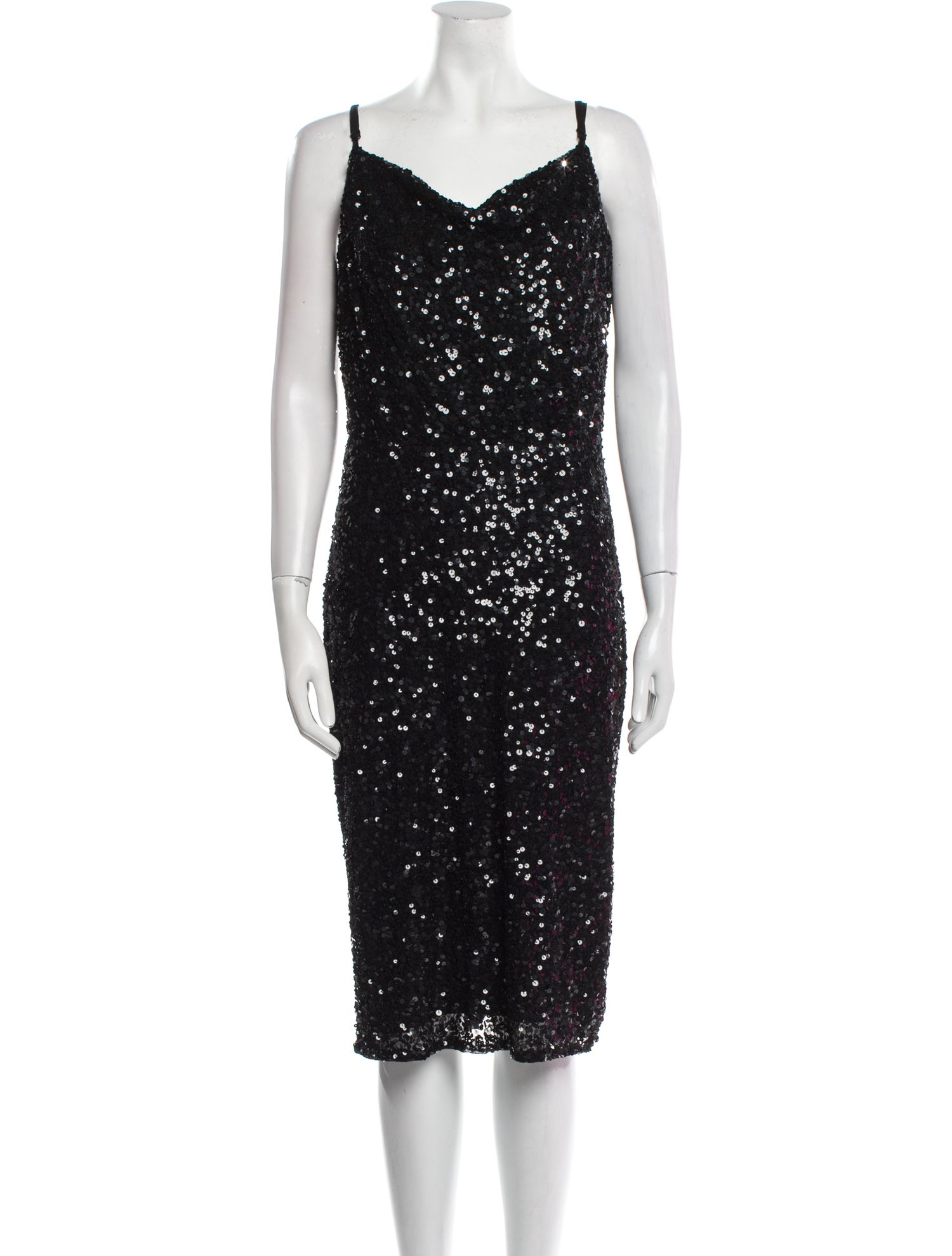 Parker Black Nylon Midi Length Dress