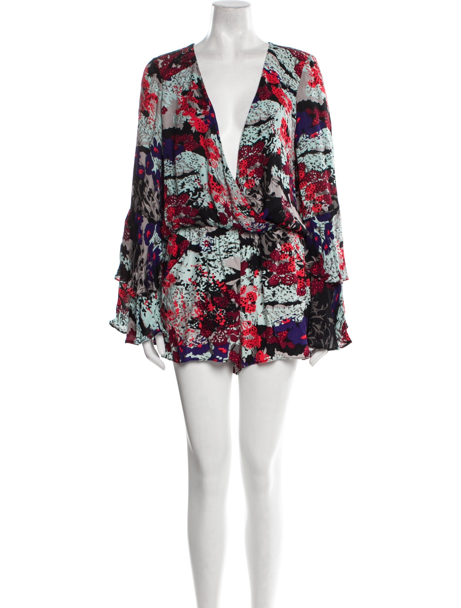 Parker Black Silk Printed Romper