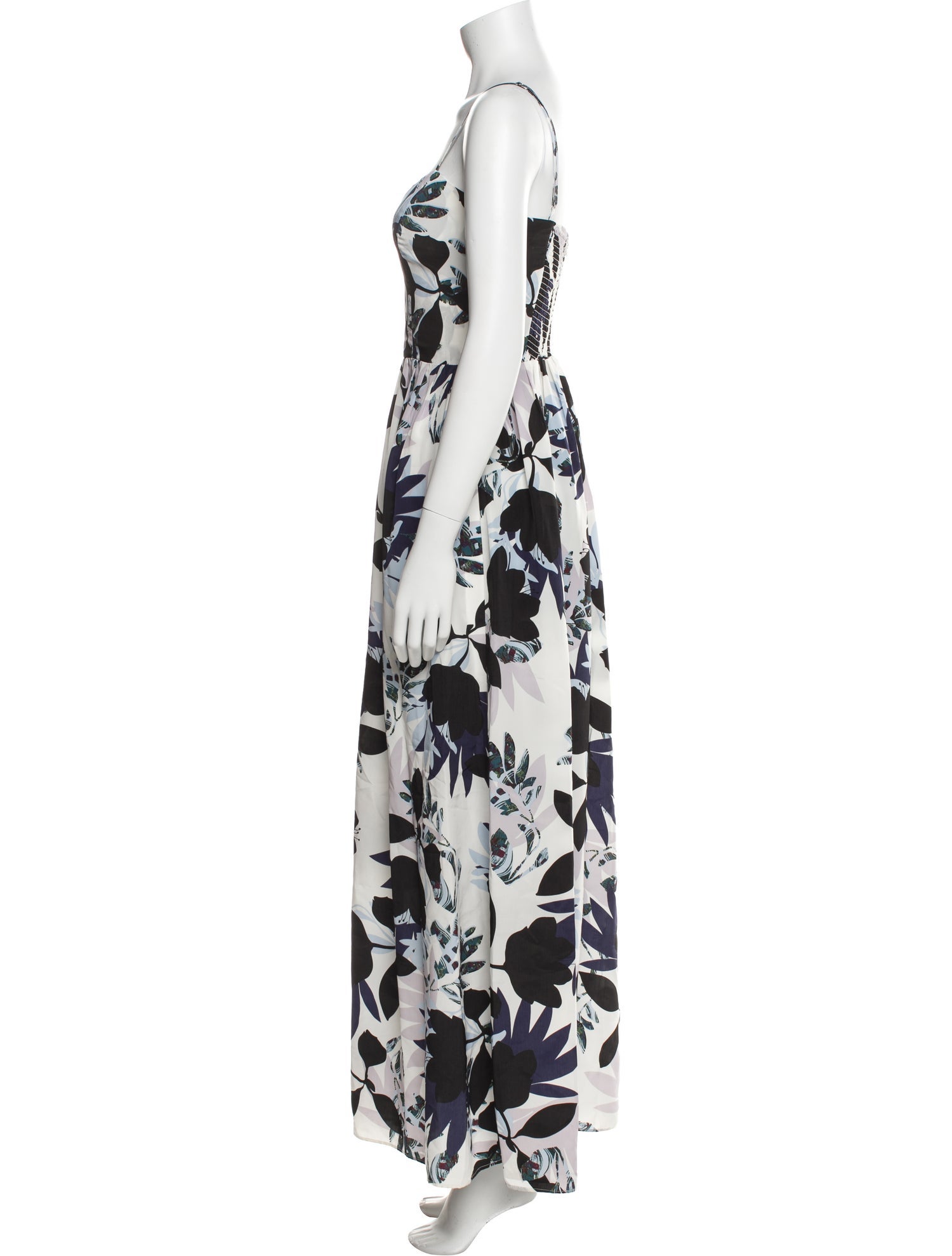 Parker Black Floral Print Long Dress