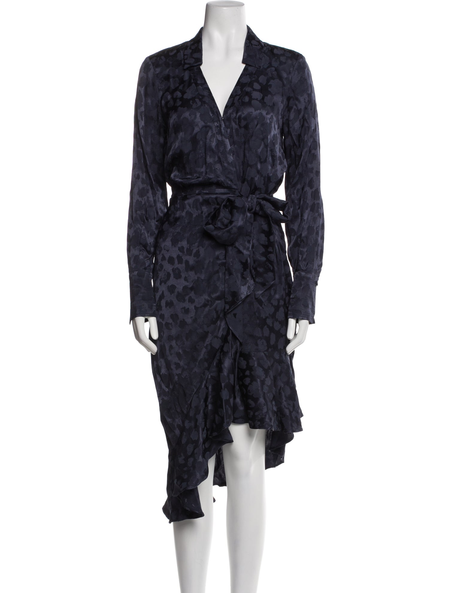 Parker Black Animal Print Midi Length Dress