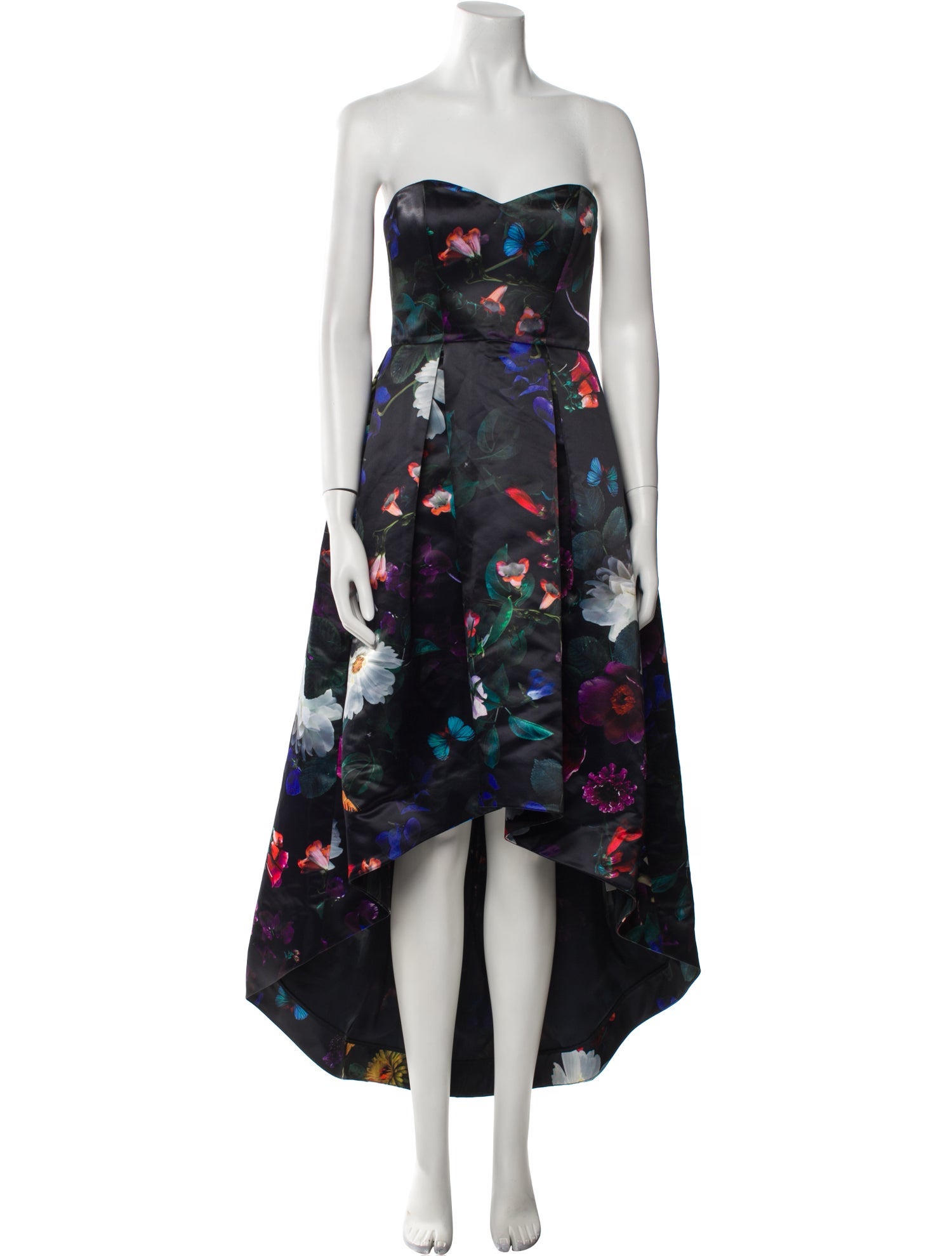 Parker Black Floral Print Midi Length Dress