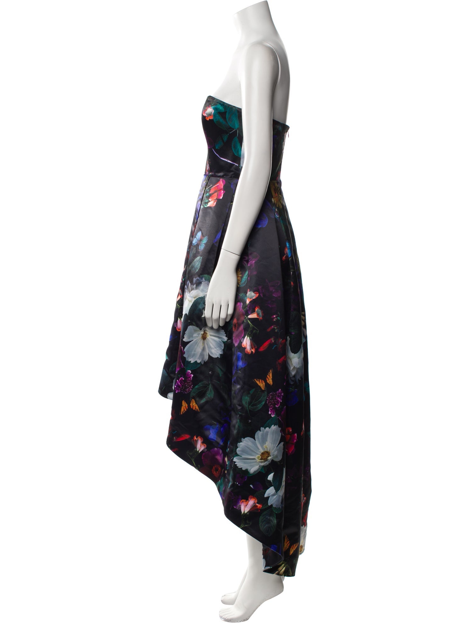 Parker Black Floral Print Midi Length Dress
