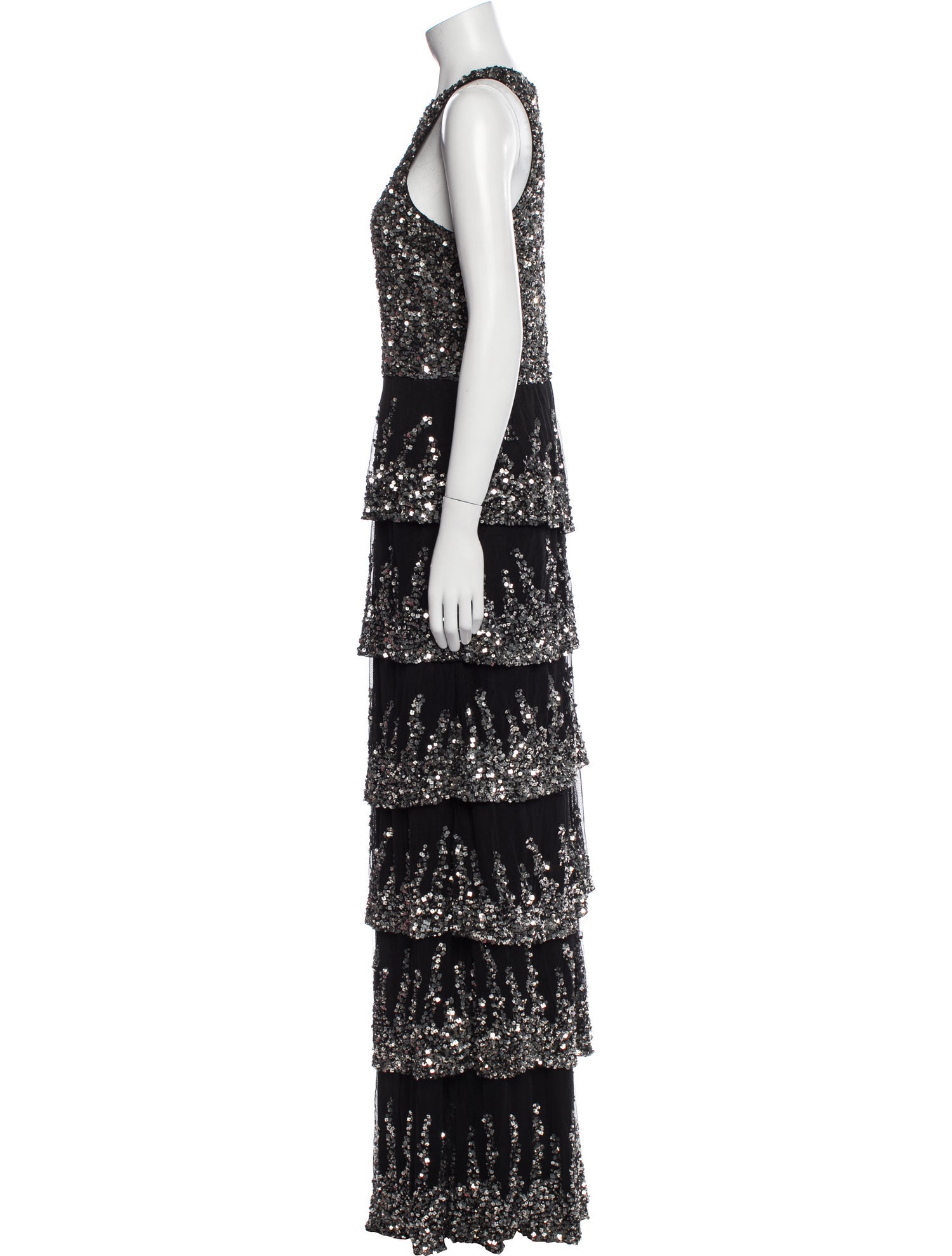 Parker Black Lace Pattern Long Dress