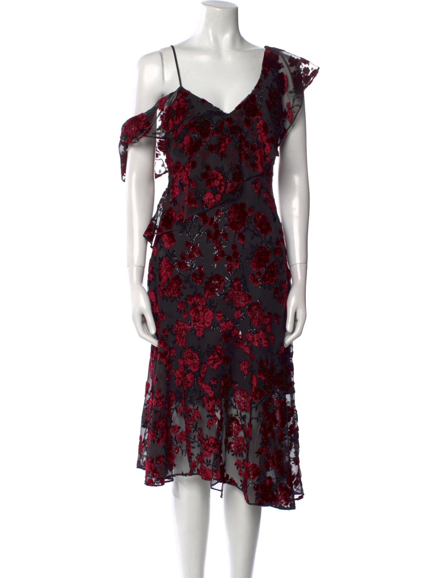 Parker Black Floral Print Midi Length Dress w/ Tags