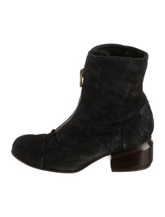 P. Monja Suede Colorblock Pattern Combat Boots